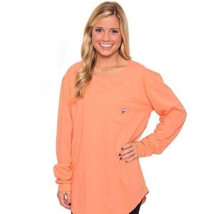 Southern Shirt Company Kimmy Boatneck long sleeve tee in Papaya Orange